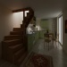 Rustic Staircase and kitchen in the evening - Global rendering.